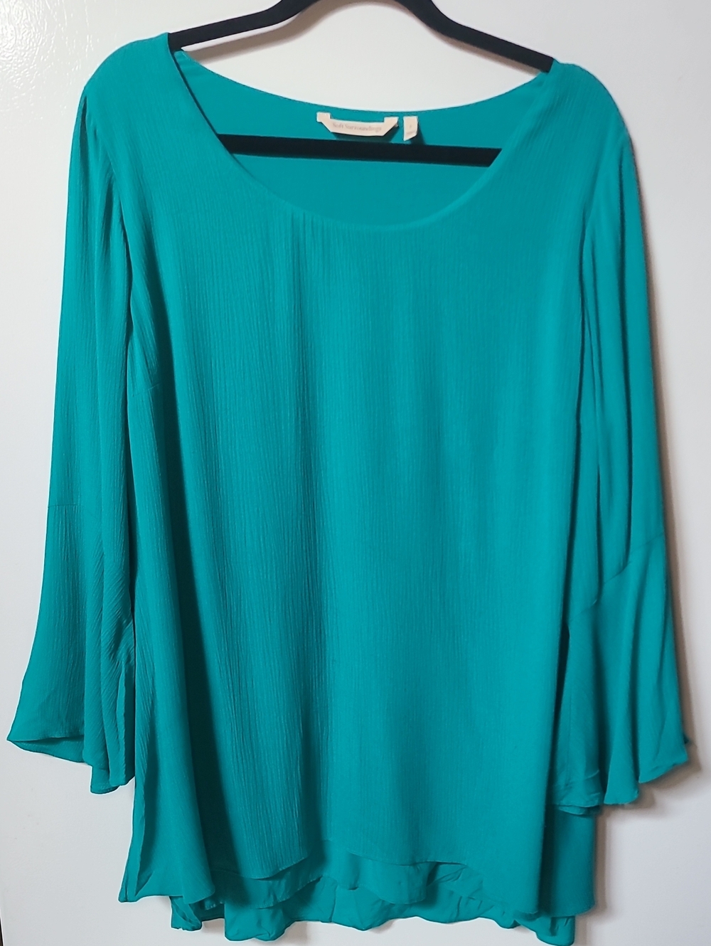 SOFT SURROUNDINGS Teal Flowing Scoop-Neck Blouse